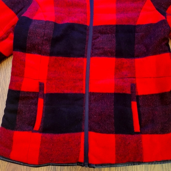 Tribal Reversible Red & Black Fleece Buffalo Plaid Denim Jacket M A26 - Picture 6 of 14